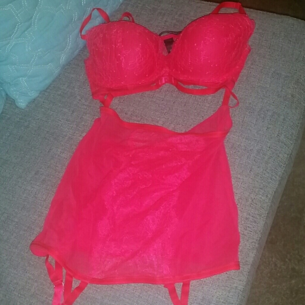 Sexy red lace Victorias Secret teddy lingerie